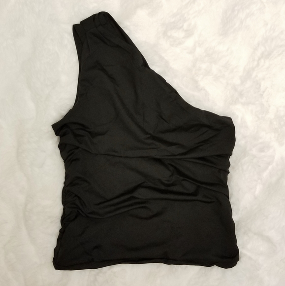 Ruched one shoulder crop tank top - Picture 3 of 5
